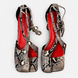 Azalea Wang Buiky Snakeskin Embossed Ankle Wrap Pump Size 10